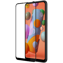 Противоударное стекло 9D NONAME для SAMSUNG Galaxy A21, черное, полный клей, в техпаке