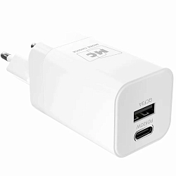 Сетевое ЗУ 1USB/1Type-C 3A MORE CHOICE NC85 White, PD20W+QC3.0