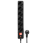 Сетевой фильтр  3.0м ГАРНИЗОН ECL-6-B-3, черный, 6 розеток, 10А, ур.защиты 4, пакет