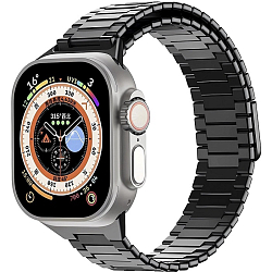 Металлический ремешок ApW33 для Apple Watch 42/44/45/49 mm металл на магните (black)