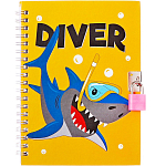 Записная книжка Акула 45 л, на замке 17,8х13см 10549444