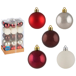 Набор шаров 5 см, 30 шт, цв: борд, коф, жемчуж, крас, жемчуж-молочн по 6шт. SYQB2-0123030 арт.106339
