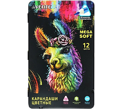 Карандаши 12 цветов, deVENTE Trio Mega Soft, трёхграннный корпус, 4M, 3 мм