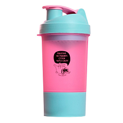 Шейкер спортивный «Работаю по графику», розово-голубой, с чашей под протеин, 500 мл 7091070
