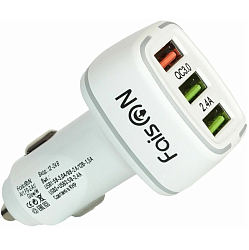 Авто ЗУ 3USB 2.4A FAISON A1, Glow, белый