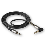 Кабель Jack 3.5 <--> Jack 3.5  1.0м WALKER WCA-710 черный, угловой разъем (в коробке)