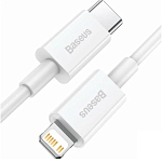 Кабель Lightning <--> Type-C  2.0м BASEUS белый, 20W (CATLYS-C02)