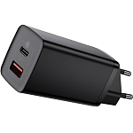 Сетевое ЗУ 1USB/1Type-C BASEUS Gan Lite черный, 65W (CCGAN2L-B01)