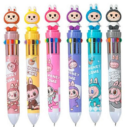 Ручка шариковая автоматическая "Зубастик" 10 цветная, пулевидный пиш.узел 0.7мм,