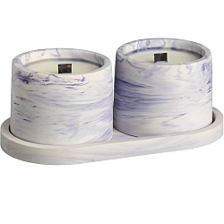 Свечи в бетоне на подставке "Лофт", соевый воск, деревянный фитиль, бело-фиолетовая 5365010