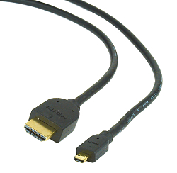 Кабель HDMI <--> microHDMI  1.8м GEMBIRD CC-HDMID-6, ver.1.3 черный, пакет