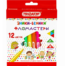 Фломастеры ПИФАГОР "ЭНИКИ-БЕНИКИ", 12 цветов, 151401