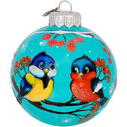 Шар «Праздничные синичка и снегирь», 80мм, в подарочной упаковке