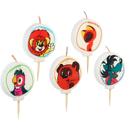 Свеча для торта "С Днем Рождения!", 5 штук, Союзмультфильм