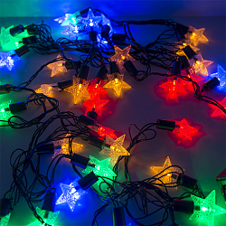 Гирлянда "Нить - с насадками" 5 м, «Звездочки», свечение мультицвет