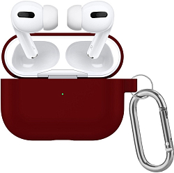 Силиконовый чехол SILICONE CASE для Airpods PRO 2, № 11_баклажан, с карабином
