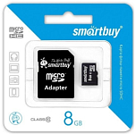 Micro SD 8Gb SMARTBUY Class 10 c адаптером SD