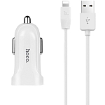 Автомобильное зарядное устройство HOCO Z2 2USB 1.5A белый
