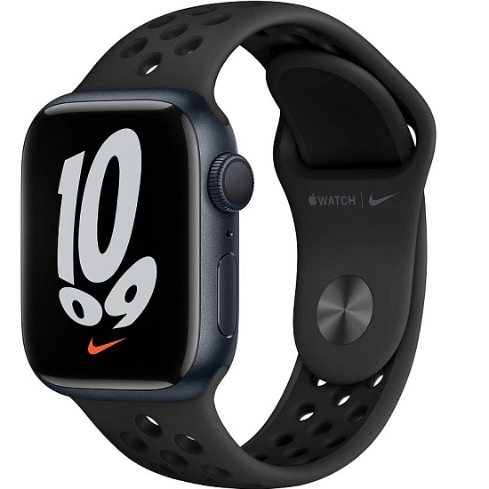 Часы Apple Watch Series 7 Nike+ GPS, 41 мм, (MKN43) Midnight/Black, Sport Band