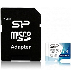 Micro SD 64Gb Silicon Power Class 10  Superior Pro Colorful + адаптер SD