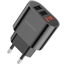 Сетевое ЗУ 2USB 2.4A BOROFONE BA63A, Richy, чёрный