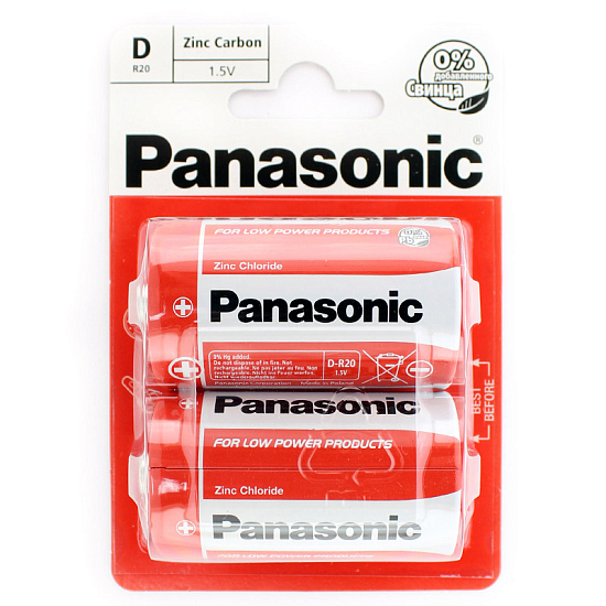 Элемент питания PANASONIC R20 Zinc Carbon BL-2