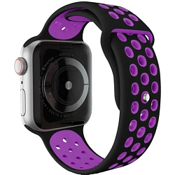 Силиконовый ремешок NONAME для Apple Watch 42mm фиолетовый-черный, с перфорацией