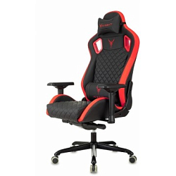 Кресло игровое БЮРОКРАТ Knight TITAN черный/красный ромбик эко.кожа с подголов. крестовина металл