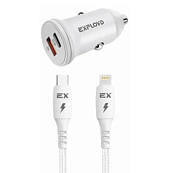 Авто ЗУ 1USB/1Lightning 2.4A EXPLOYD EX-Z-1134 Rash белый