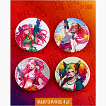 Набор закатных значков аниме "Яркие девчонки" , диам. 38мм, 4 шт 9594327