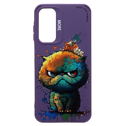 Задняя накладка SC335 для Samsung Galaxy A25  (кот) (violet) (233129)