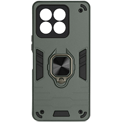 Задняя накладка DF для Honor X8b DF hwArmor-12 (dark green) с кольцом и металлической пластиной для магнитного держателя