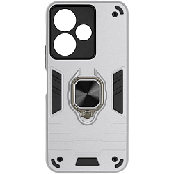 Задняя накладка DF для Infinix Hot 30i DF inArmor-06 (silver) с кольцом и пластиной для магнитного держателя
