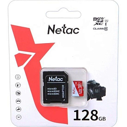 Micro SD 128Gb NETAC P500 Eco Class 10 UHS-I + адаптер SD