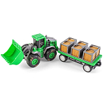 Инерционная игрушка Handers "Трактор с ковшом и прицепом" (22 см, зелёный)