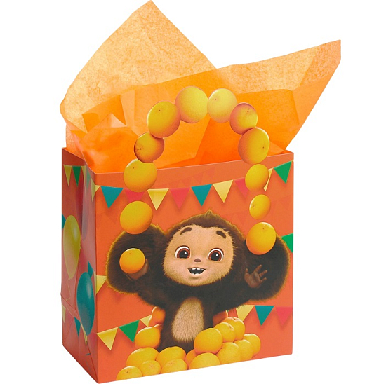 Пакет Чебурашка с упаковочной бумагой тишью, 22х22х12 см 10264267