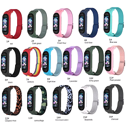 Нейлоновый ремешок ISA для Mi Band 3/4/5/6 Nylon #4318 Мятный с голубым