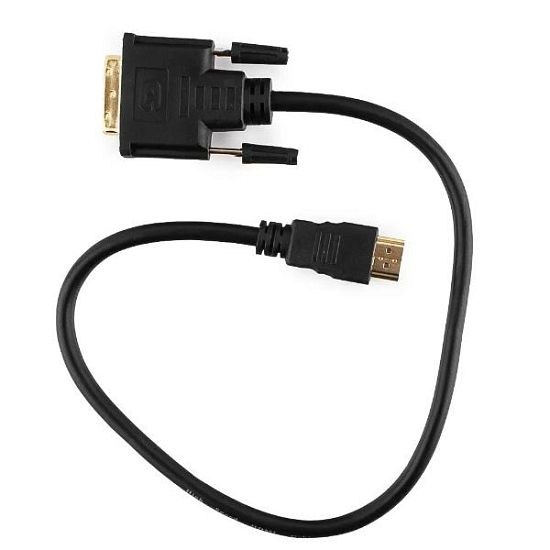 Кабель HDMI <--> DVI  0.5м GEMBIRD/Cablexpert CC-HDMI-DVI-0.5M, 19M/19M, single link, черный, позол.разъемы, экран, пакет