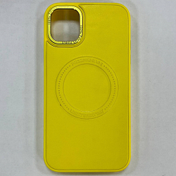 Задняя накладка MAGSAFE для iPhone 11, желтый, под кожу и бархатом внутри