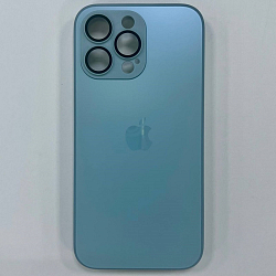 Задняя накладка AG Glass Case для iPhone 14 Pro Max с защитой камеры и MagSafe голубой