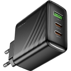 Сетевое ЗУ 1USB/2Type-C 3A HOCO СЗУ CS26A, черный, PD 45Вт