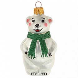 Ёлочное украшение "Мишутка в шарфе" зеленый, в подарочной упаковке h-9 см