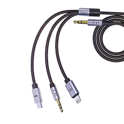 Кабель Jack 3.5 <--> Lightning/Type-C  1.0м EARLDOM AUX09 черный