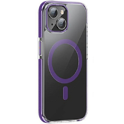 Задняя накладка HOCO AS6 Transparent Anti-Fall Magnetic Protective Case для iPhone 15 Pro Max purple