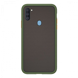 Задняя накладка ZIBELINO Plastic Matte для Samsung Galaxy A11/M11 оливковая окантовка