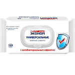 Салфетки SMART Эконом антибактериальные с пластиковым клапаном 120шт.