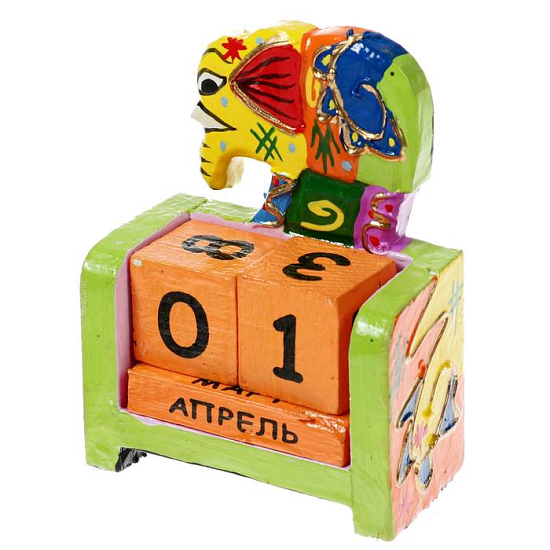 Деревянный календарь "Слоник" 7х4х10 см, МИКС (2 языка) 2630505