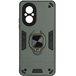 Силиконовый чехол DF для Realme C67 (4G) DF rmArmor-10 (dark green) с кольцом и метллической пластиной для магнитного держателя