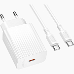 Сетевое ЗУ 1Type-C 3A BOROFONE BAS73A White, PD20W, Type-C-Type-C