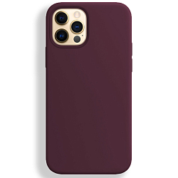 Силиконовый чехол SILICONE CASE  для iPhone 12 PRO MAX №67 бургунский, с закрытым низом